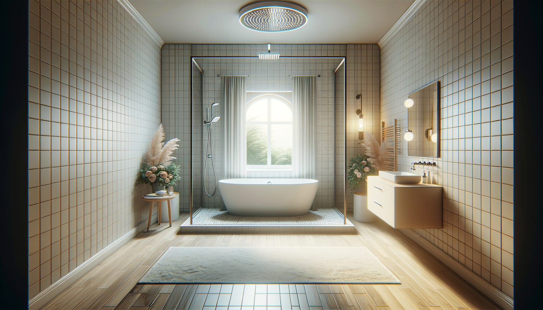 begehbare dusche mit wanne